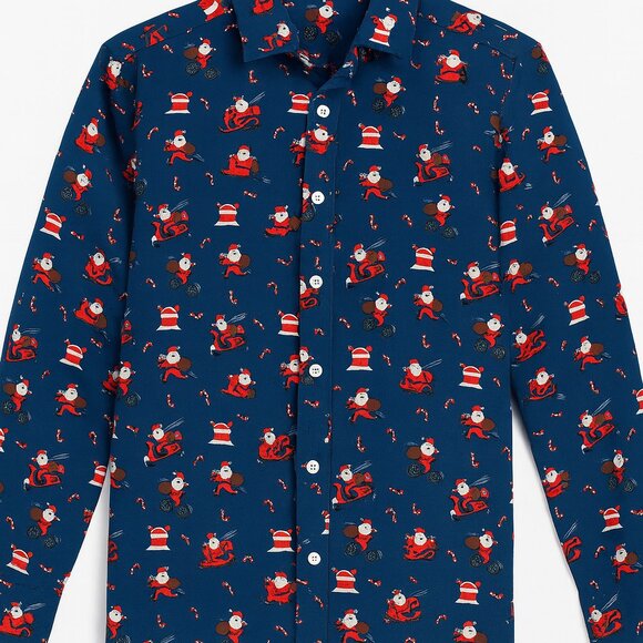 Simon Banks Men’s Holiday Shirt – Size XL – Festive Christmas Print - Picture 1 of 4